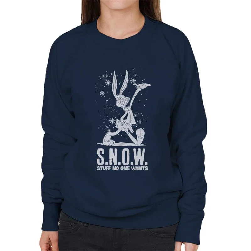 Looney Tunes Christmas Bugs Bunny Snow Women's Sweatshirt Hoodie with Exposed Zipper Edgy Industrial