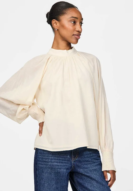 Y.A.S Rita High Neck Blouse, Cream Chic Square Blouse