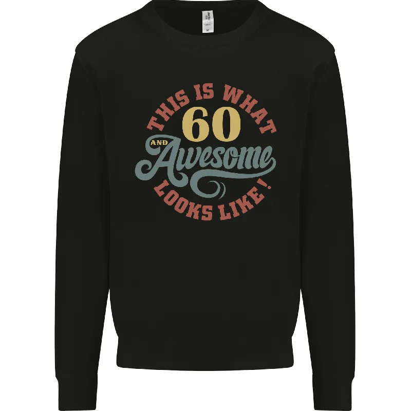 60th Birthday 60 Year Old Awesome Looks Like Mens Sweatshirt Jumper Hoodie with Bell Sleeves Flared Feminine