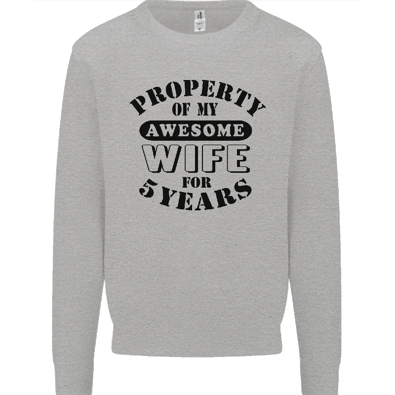 5th Wedding Anniversary 5 Year Funny Wife Mens Sweatshirt Jumper Hoodie with Metallic Shiny Futuristic