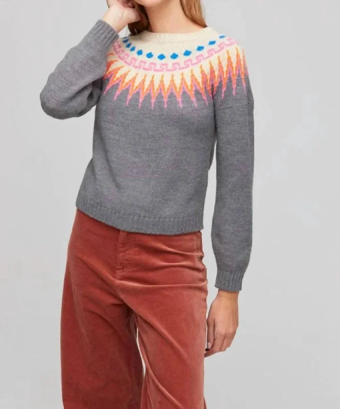 Franz Fair Isle Sweater In Heather Grey Stretchy Elastic Breathable