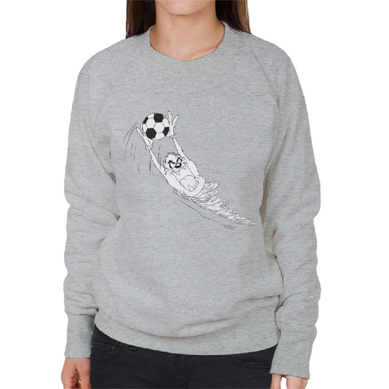 Looney Tunes Football Taz The Goalkeeper Women's Sweatshirt Hoodie with Stripes Bold Sporty