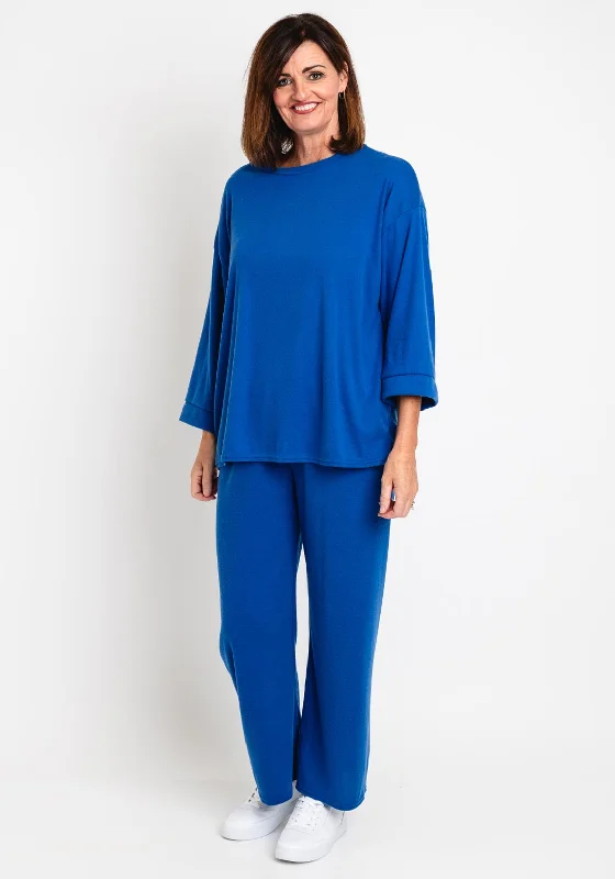 Serafina Collection One Size Sweater and Trouser Set, Blue Fleece Sweater Nylon Polyester