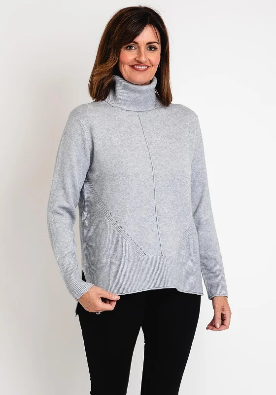 Serafina Collection Ribbed Detailing Sweater, Grey Wool Sweater Cotton Sweater Cashmere Sweater