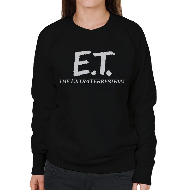 E.T. Retro Text Logo Women's Sweatshirt Hoodie with Pattern Geometric Abstract