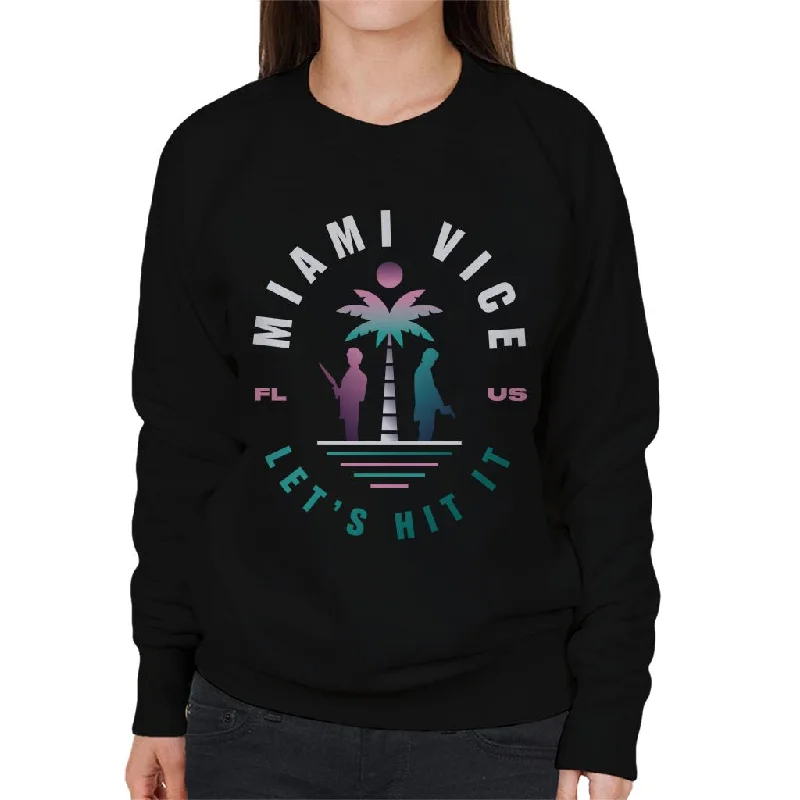 Miami Vice FL US Lets Hit It Women's Sweatshirt Hoodie with Velcro Closure Adjustable Secure