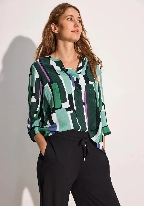 Cecil Panel Print Blouse, Green Multi Relaxed Fit Blouse