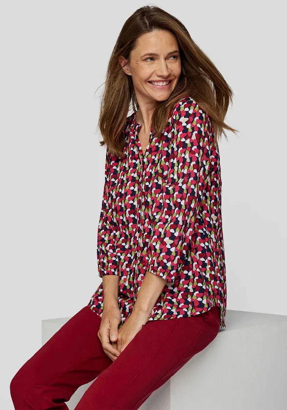 Rabe Abstract Print Button Down Blouse, Fuchsia Multi Loose Fit Blouse