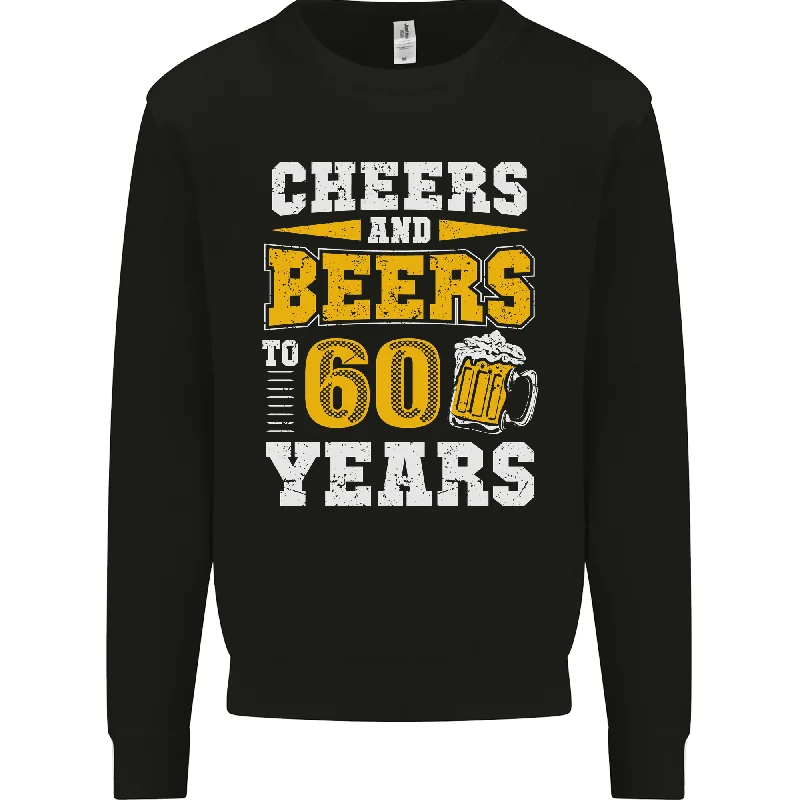 60th Birthday 60 Year Old Funny Alcohol Men's Sweatshirt Jumper Hoodie with Ribbed Hem Stretchable Secure