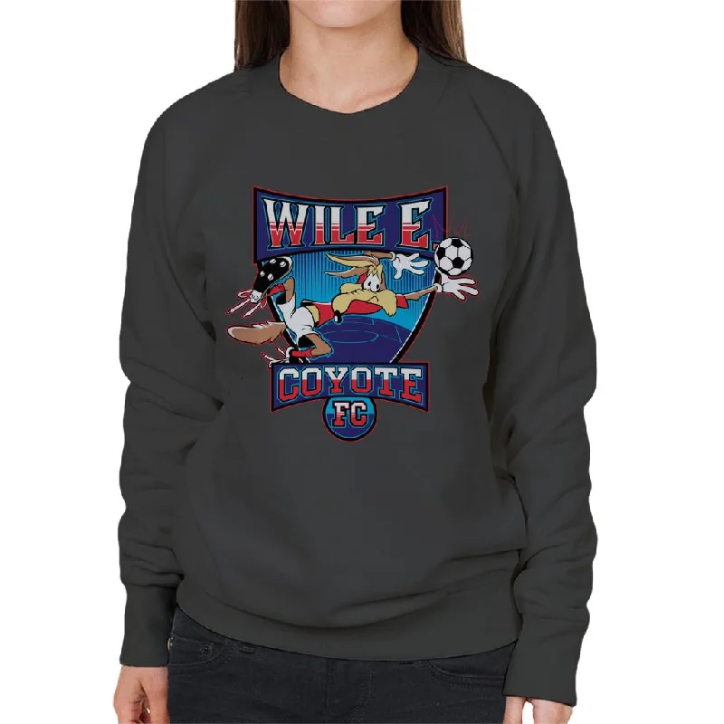 Looney Tunes Football Wile E Coyote FC Women's Sweatshirt Hoodie with Distressed Vintage Worn