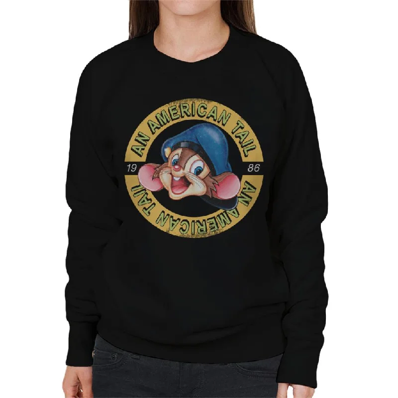 An American Tail 1986 Fievel Mousekewitz Character Head Women's Sweatshirt Hoodie with Toggle Buttons Decorative Unique