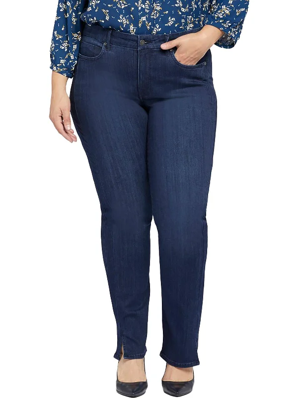 Plus Marilyn Womens Lift Tuck Technology Stretch Straight Leg Jeans Comfortable Mid-Rise Jeans