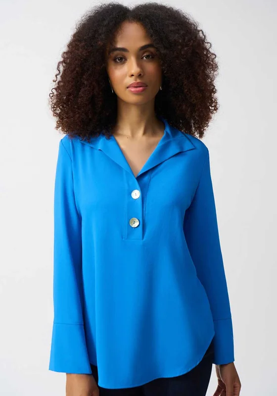 Joseph Ribkoff Button Detail Blouse, Blue Wrap Front Blouse