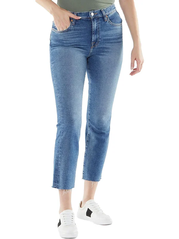 Womens High Waist Kick Flare Slim Jeans Stylish Plus Size Denim Jeans