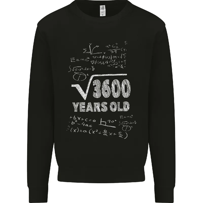 60th Birthday 60 Year Old Geek Funny Maths Mens Sweatshirt Jumper Hoodie with Hidden Zipper Minimalist Clean