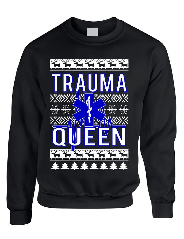 Xmas EMT Traumma Queen Adult Sweatshirt Hoodie with Fur Luxurious Winter