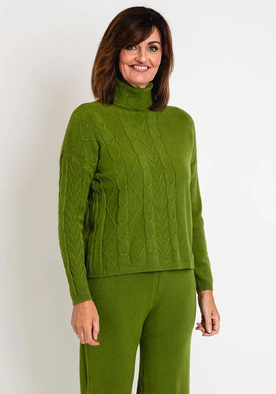 Serafina Collection Cable Knit Jumper, Green Terry Terry Cloth Terry Knit