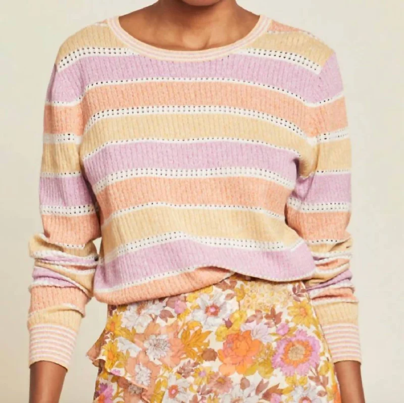 Raimi Color-Blocked Pullover Sweater In Pastel Multi Soft Cozy Warm