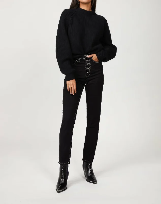 Fifi Sweater In Black Neon Metallic Matte