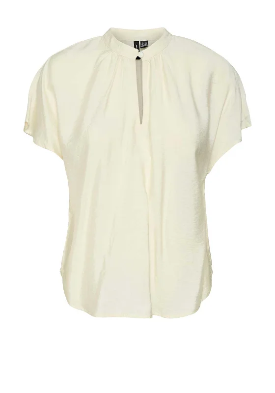 Vero Moda Josie Cap Sleeve Blouse, Cream Oversized Silk Blouse