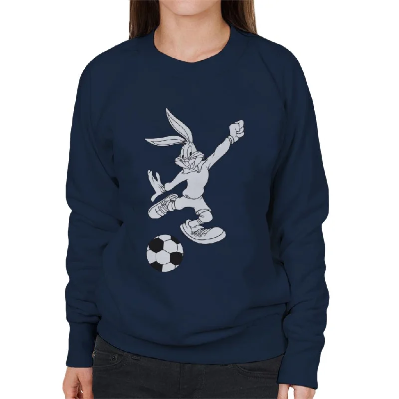 Looney Tunes Football Bugs Bunny Strike Women's Sweatshirt Hoodie with Applique Textured Unique