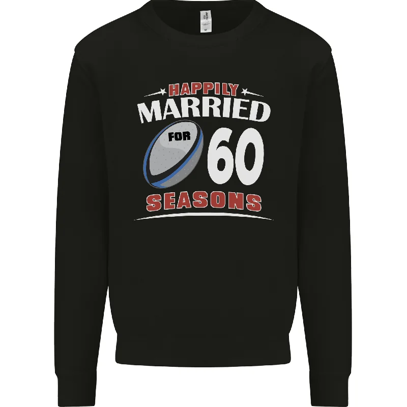 60 Year Wedding Anniversary 60th Rugby Mens Sweatshirt Jumper Hoodie Jacket Zipper Layering