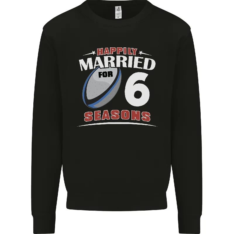 6 Year Wedding Anniversary 6th Rugby Mens Sweatshirt Jumper Hoodie with Half-Zip Sporty Casual