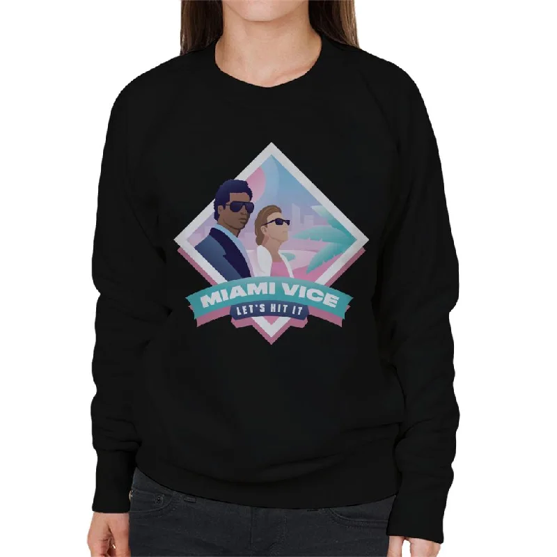 Miami Vice Lets Hit It Women's Sweatshirt Hoodie with Hem Drawcord Adjustable Customizable