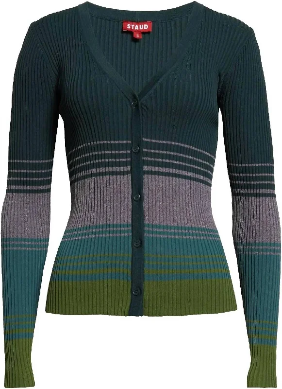 Women's Cargo Color Block Ribbed Sweater In Pine Forest Casual Formal Business