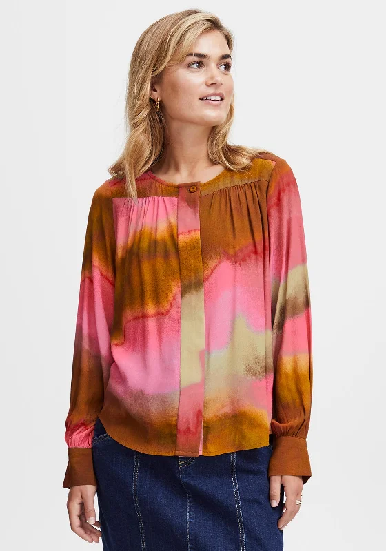 Fransa Ombre Print Blouse, Pink Multi Loose Oversized Blouse