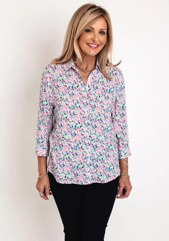 Erfo Lightweight Spot Print Blouse, Pink Multi Stylish Wrap Blouse