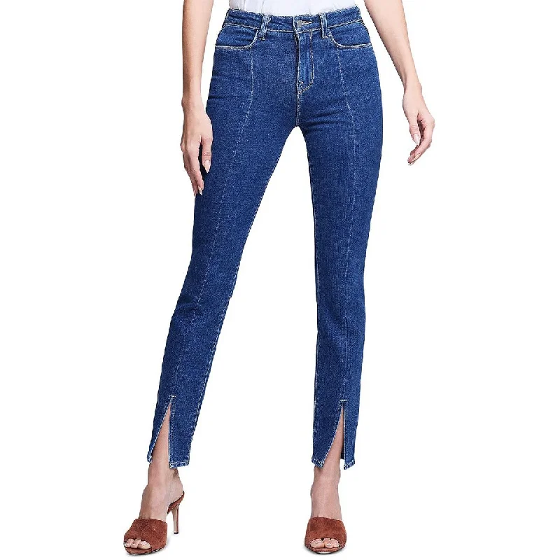 Womens Seamed High Rise Ankle Jeans Fashionable Button-Front Jeans