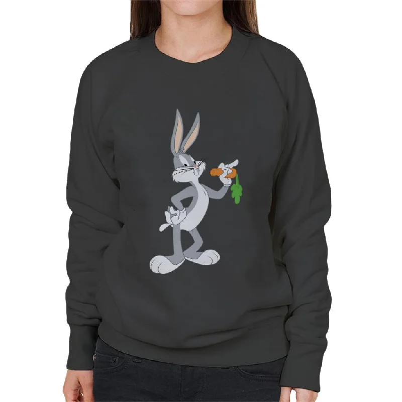 Looney Tunes Bugs Bunny Eating A Carrot Women's Sweatshirt Hoodie with Zipper Versatile Modern