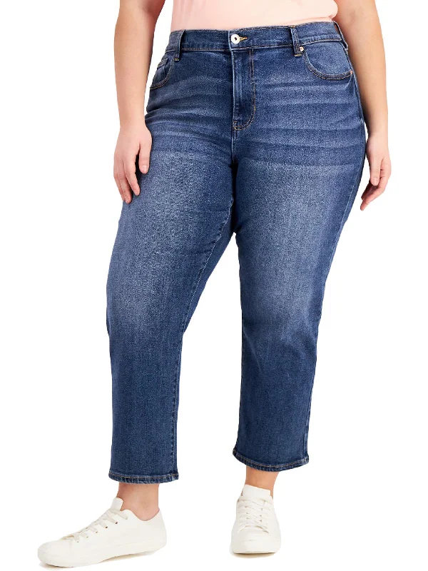 Plus The Retro Womens High Rise Straight Fit Relaxed Jeans Chic Vintage-Inspired Denim Jeans