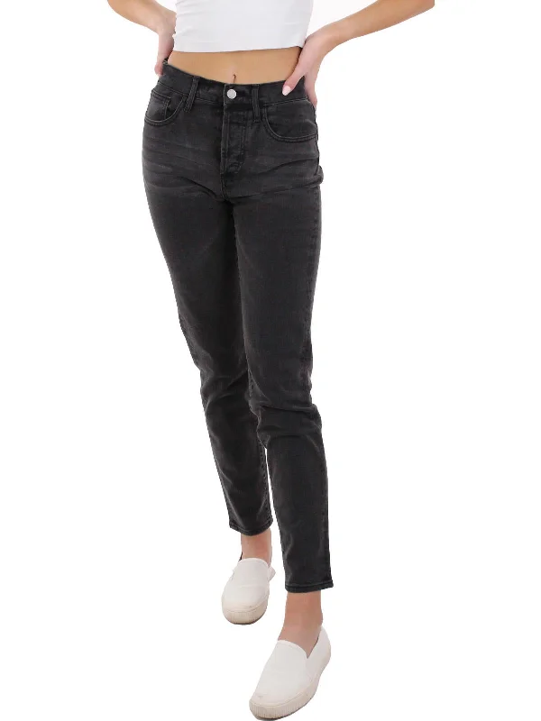 Womens Mid-Rise Everyday Skinny Jeans Casual Distressed Skinny Jeans