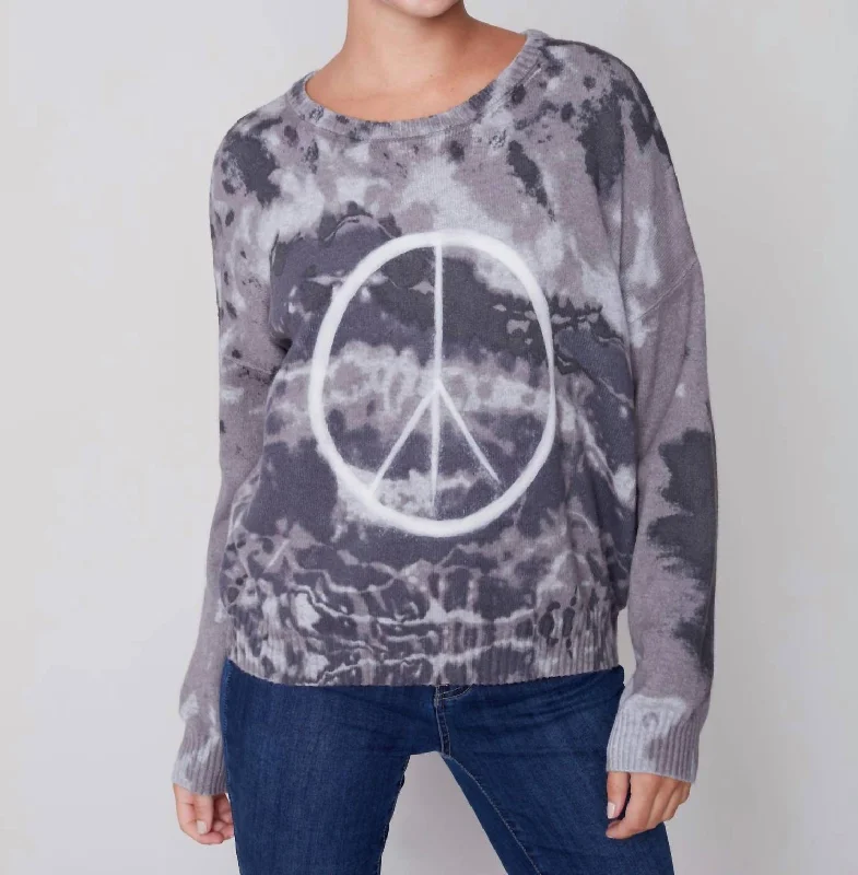 Printed Sweater In Charcoal Thin Thick Dense