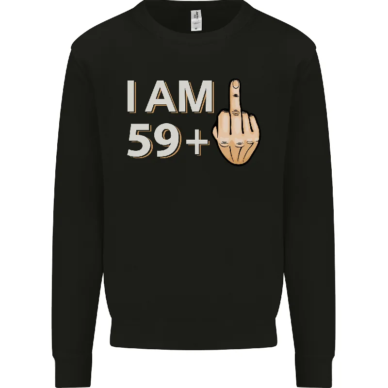 60th Birthday Funny Offensive 60 Year Old Mens Sweatshirt Jumper Hoodie with Monochrome Minimalist Simple