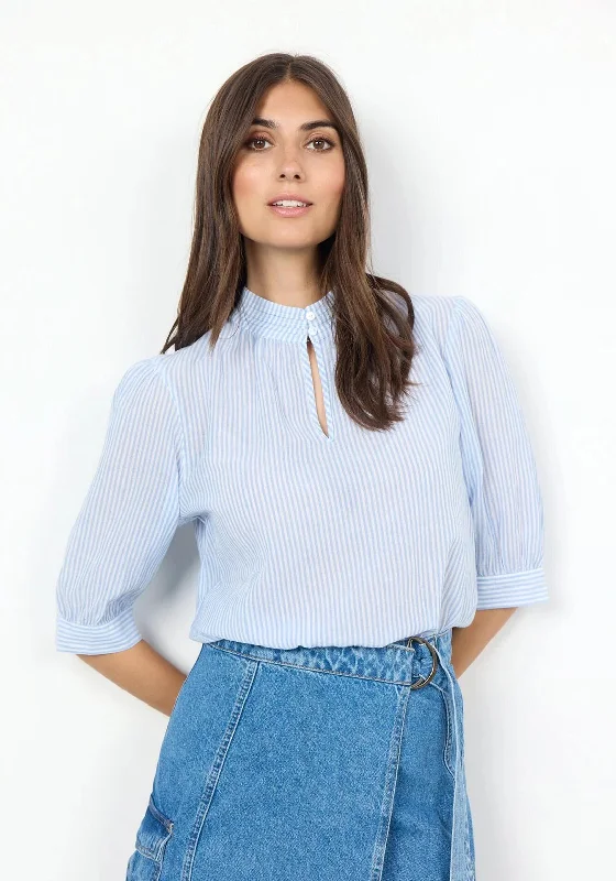 Soyaconcept Dione Pinstripe Blouse, Blue Flowy Bohemian Blouse