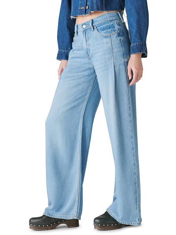 Womens Palazzo Light Wash Wide Leg Jeans Fashionable Straight Fit Denim