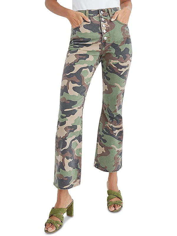 Carly Womens Camouflage Cotton Flared Jeans Casual Bootcut Ripped Jeans