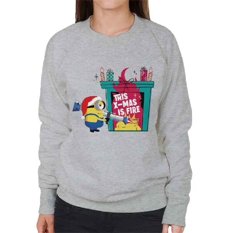 Minions Christmas This Xmas Is Fire Women's Sweatshirt Oversized Hoodie Comfort Casual