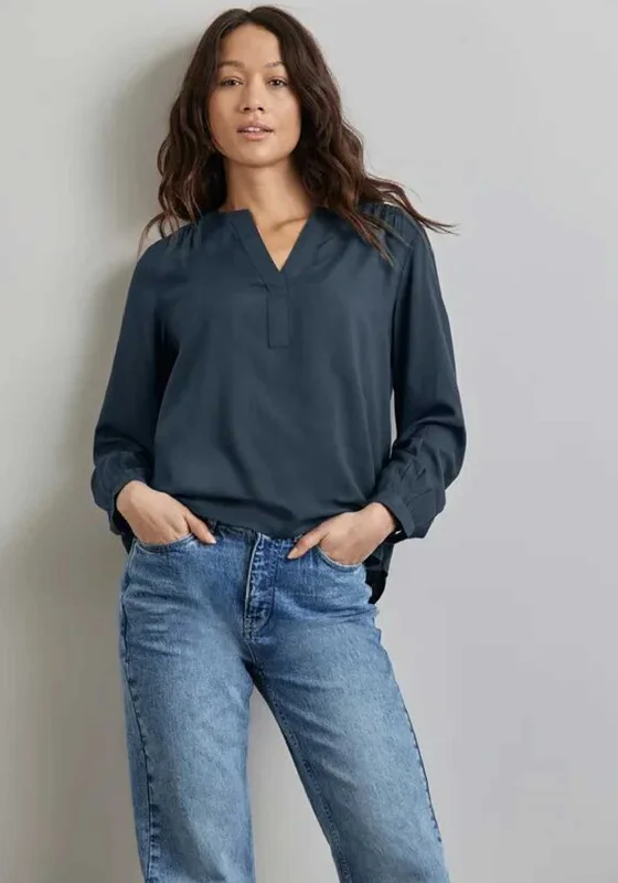 Street One V Neck Blouse, Dark Teal High Neck Blouse