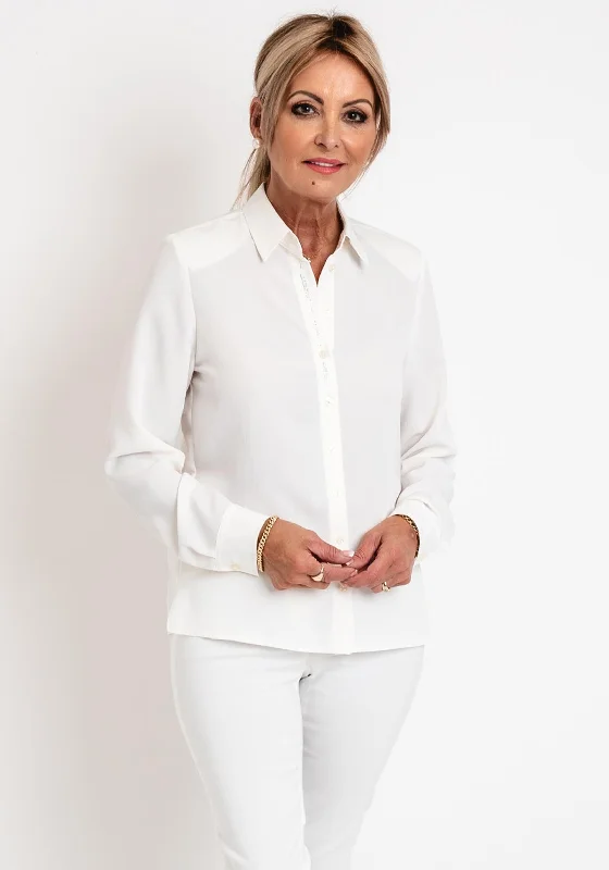 Erfo Embellished Placket Blouse, Off White Classic White Blouse