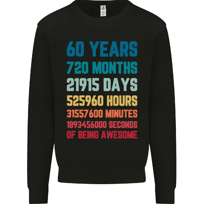 60th Birthday 60 Year Old Mens Sweatshirt Jumper Hoodie with Lining Warm Insulated