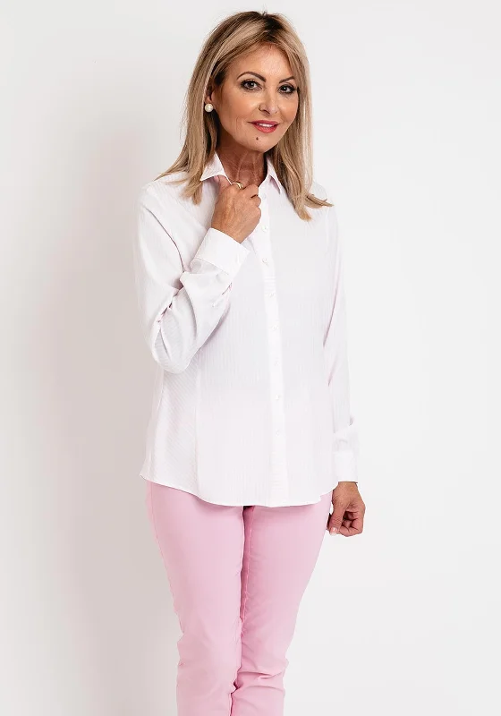 Erfo Long Sleeve Striped Blouse, Light Pink Everyday Stylish Blouse