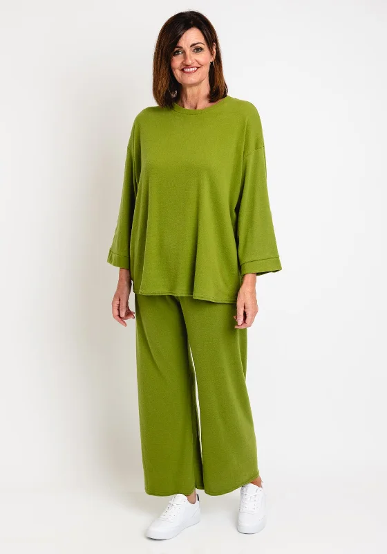 Serafina Collection One Size Sweater and Trouser Set, Green Open Front Closed Front Wrap Front