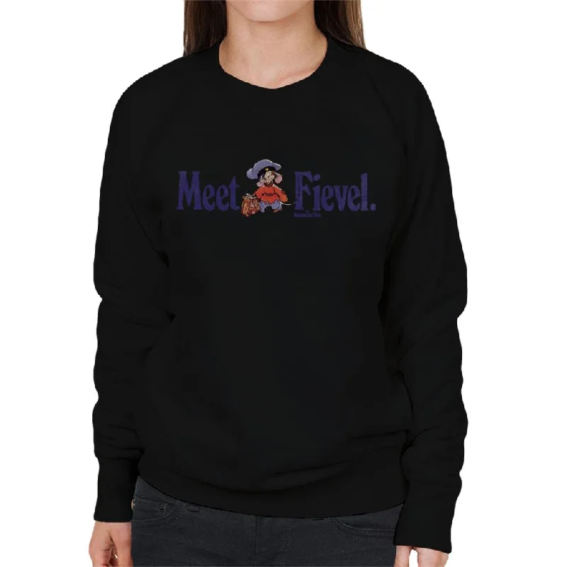 An American Tail Meet Fievel Mousekewitz Women's Sweatshirt Hoodie with Hem Frayed Vintage Worn