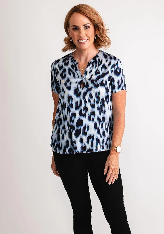 Gerry Weber Leopard Print Blouse, Blue Side Tie Blouse