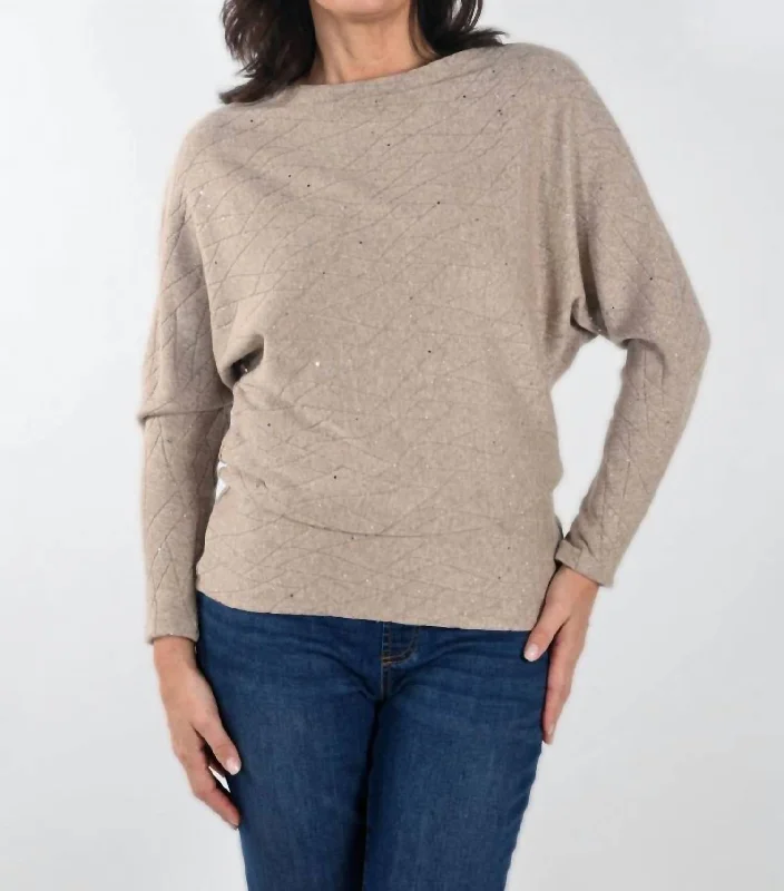 Sparkling Knit Sweater In Oatmeal Iron Safe Non-Iron Wrinkle Free