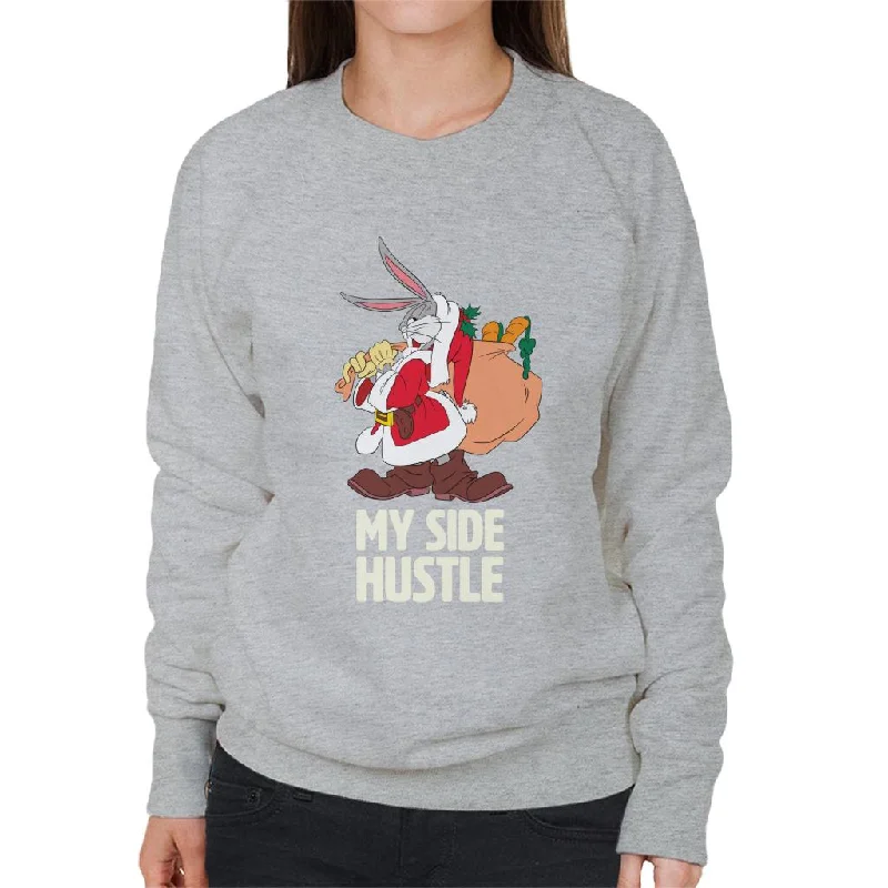 Looney Tunes Christmas Bugs Bunny My Side Hustle Women's Sweatshirt Hoodie with Toggle Buttons Decorative Unique